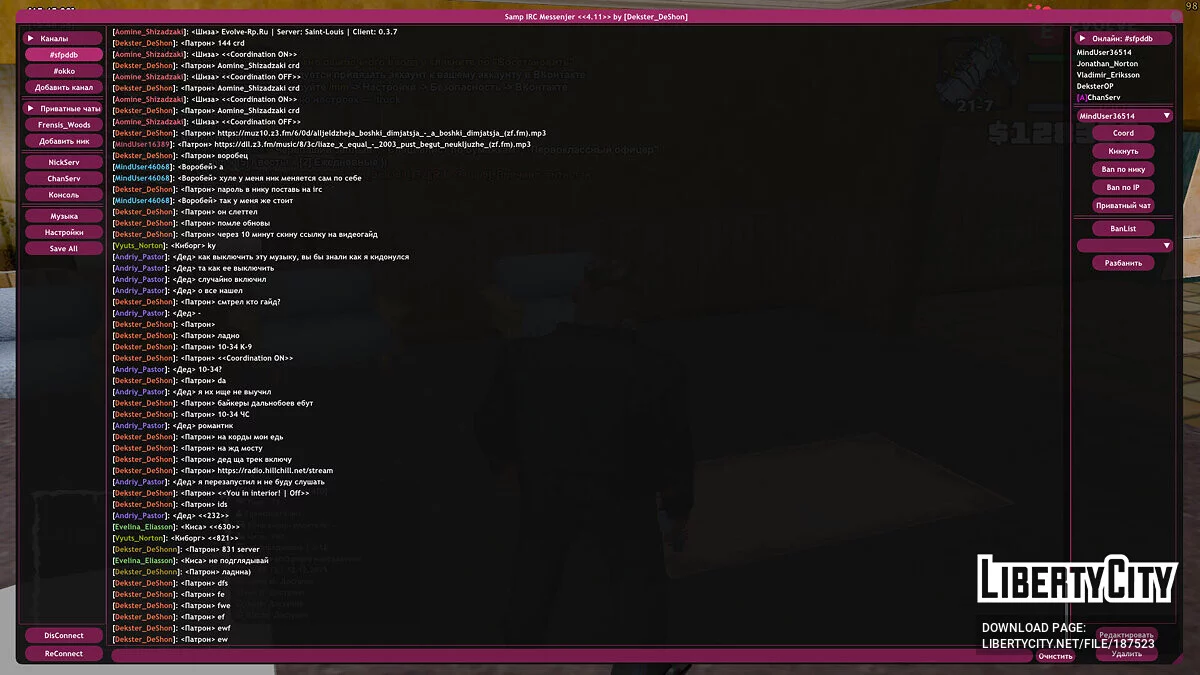 Samp IRC Messenger + Lecteur Mp3 en ligne / GTA San Andreas