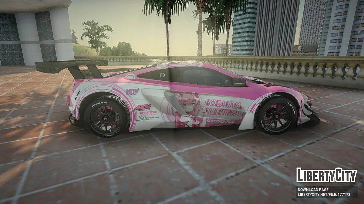 McLaren 650S GT3 2015 Itasha Rozaliya [2k та 4k текстури] / GTA San Andreas
