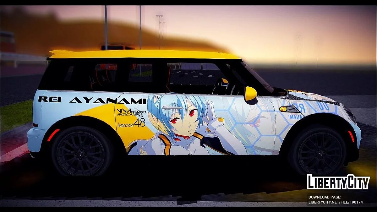 Mini Cooper Clubman S w Rei Ayanami Itasha Vinyl / GTA San Andreas