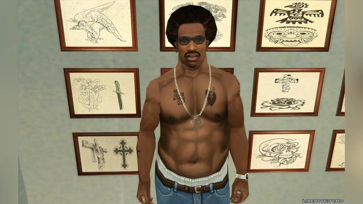 Tekstur Ditingkatkan untuk CJ (Pakaian, Tato, Gaya Rambut) - CJ Upscale HD v2.0 / GTA San Andreas