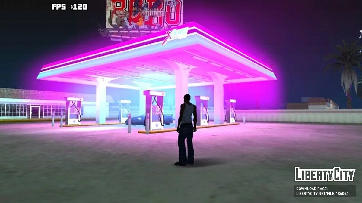 Неоновая подсветка заправки в Лас-Вентурасе / GTA San Andreas