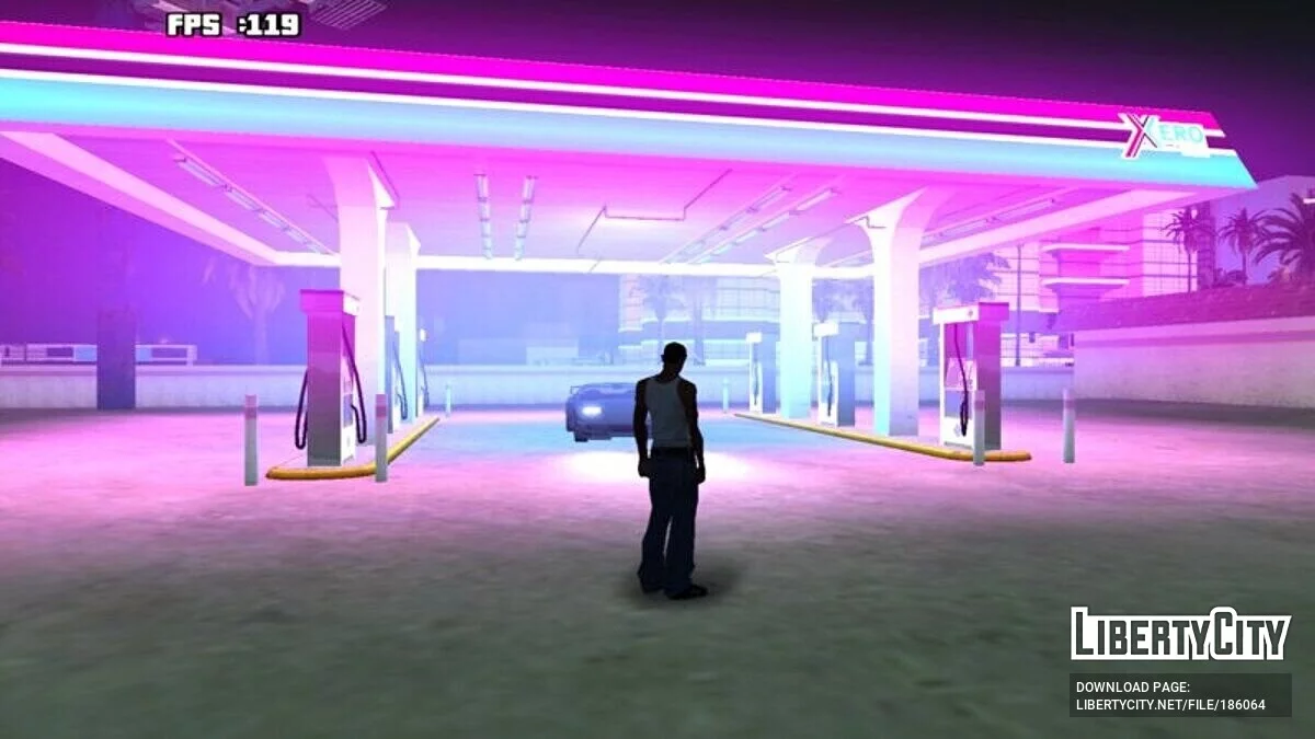 Неоновая подсветка заправки в Лас-Вентурасе / GTA San Andreas