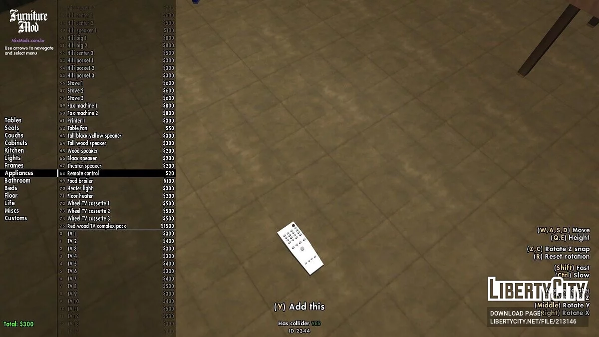 Möbel- und Interieurkorrekturen / GTA San Andreas