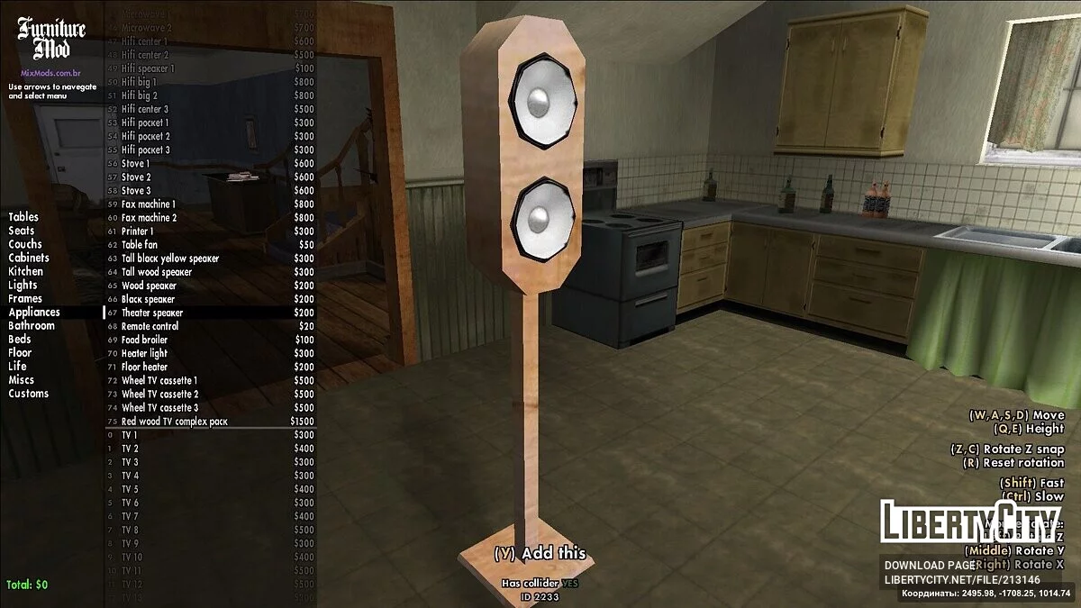 Möbel- und Interieurkorrekturen / GTA San Andreas