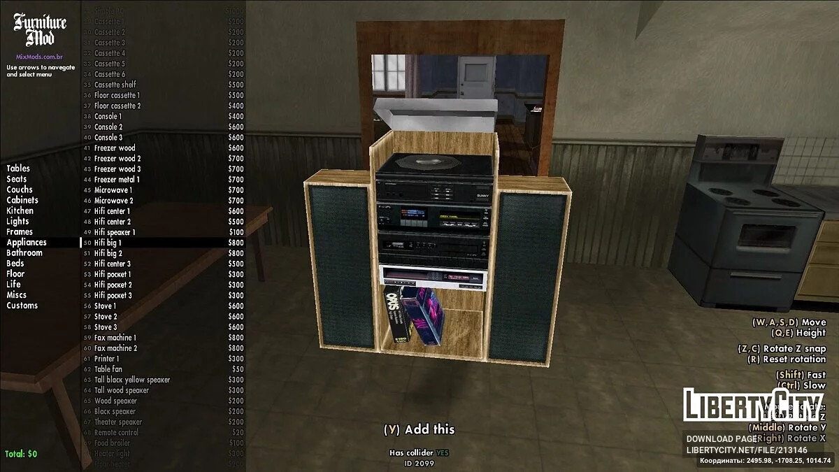 Möbel- und Interieurkorrekturen / GTA San Andreas