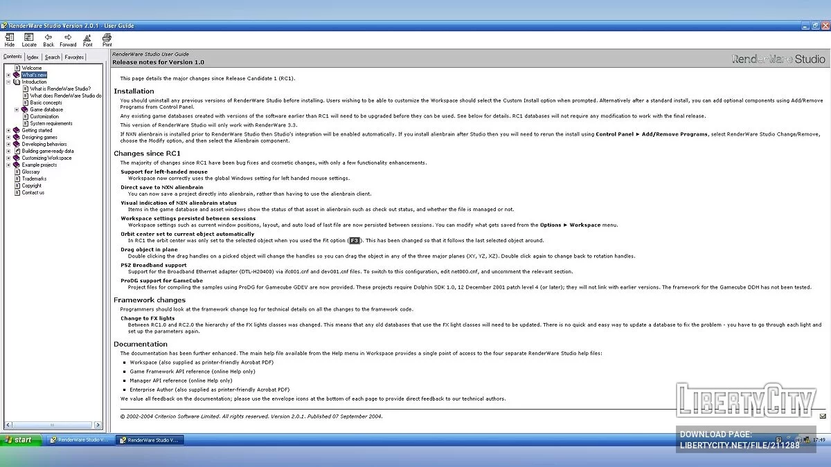 RenderWare Studio 2.0.1 / جي تي إيه سان أندرياس