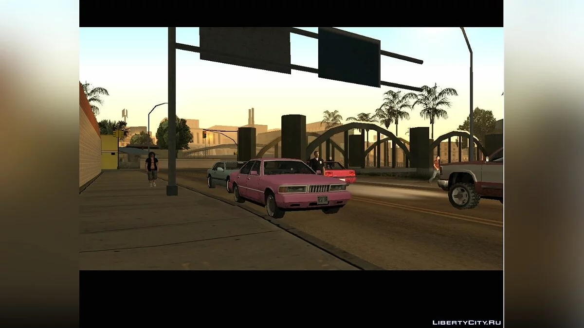 Ruder und Polizei auf der Straße der kaputten Lampen / GTA San Andreas
