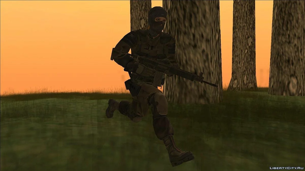 Metal Gear Solid V The Phantom Pain Masked olive camos Laughing Wallaby / GTA San Andreas