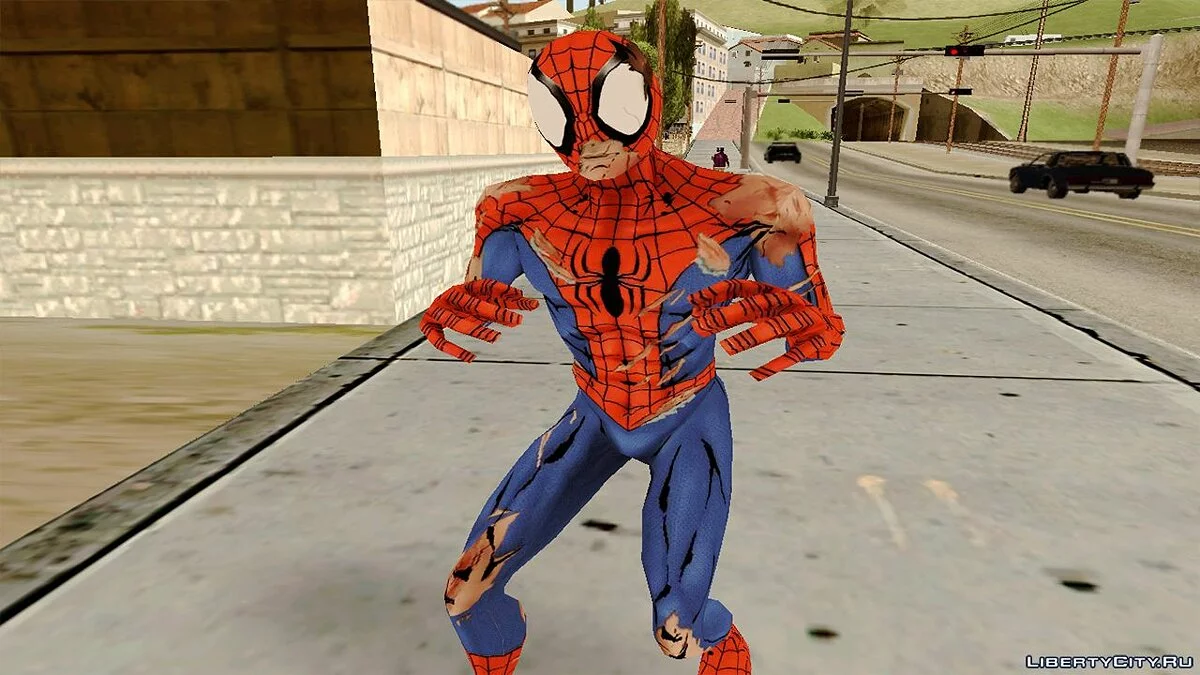 Spider-Man dalam kostum yang rusak / GTA San Andreas