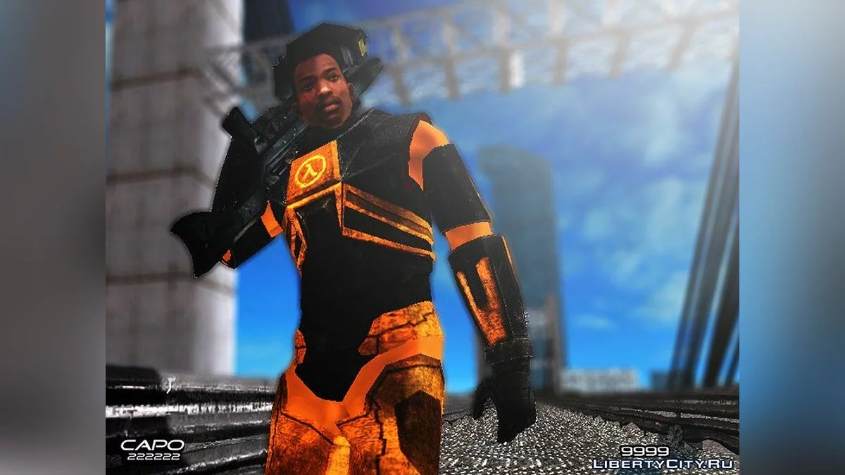 CJ em traje H.E.V de Half Life / GTA San Andreas