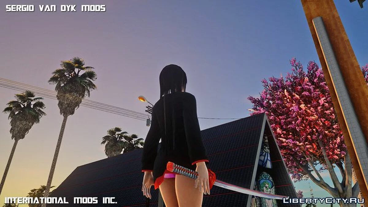 Kokoro Quente em uniforme escolar + katana / GTA San Andreas