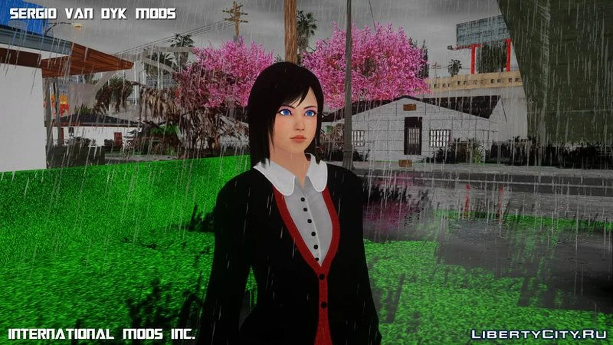 Kokoro Quente em uniforme escolar + katana / GTA San Andreas