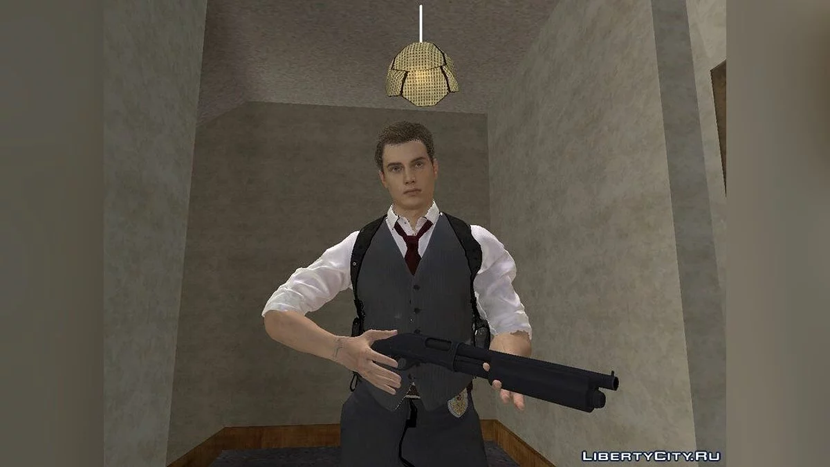 Leon em traje noir de RE2 Remake / GTA San Andreas