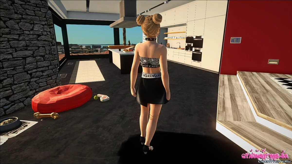 Marie Rose in Short Leather Skirt / GTA San Andreas
