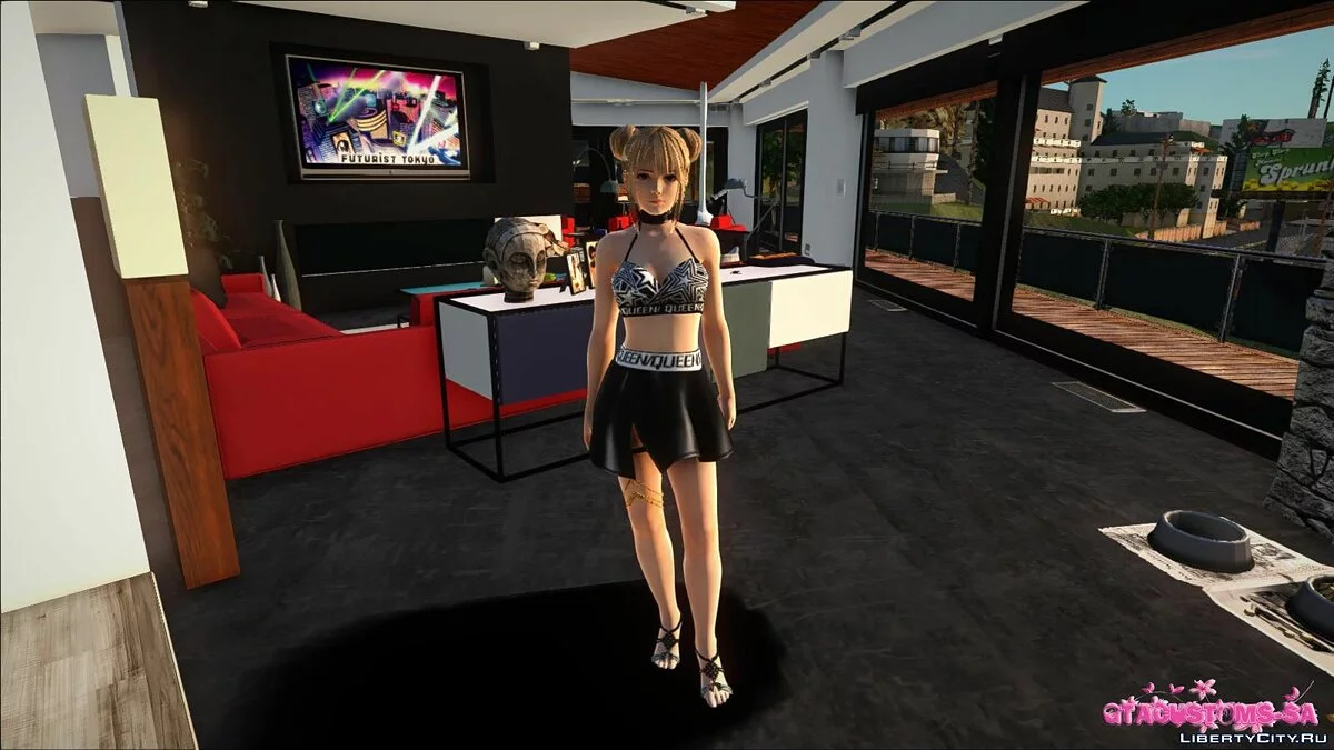 Marie Rose in Short Leather Skirt / GTA San Andreas