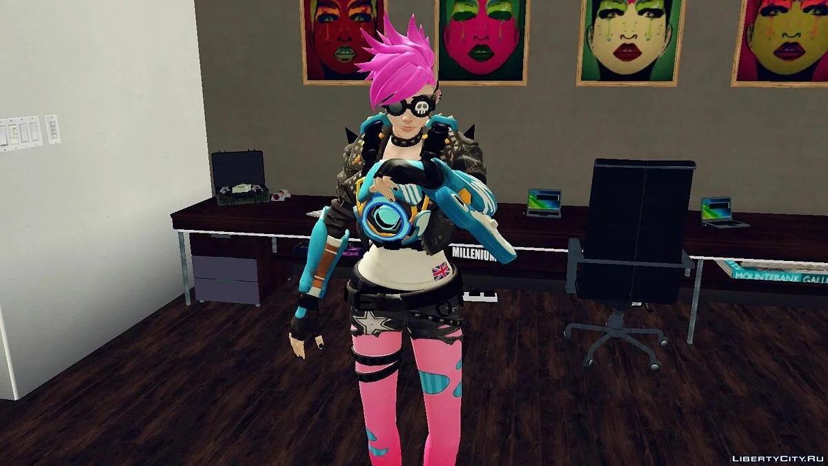 Tracer Punk aus Overwatch + Waffe / GTA San Andreas