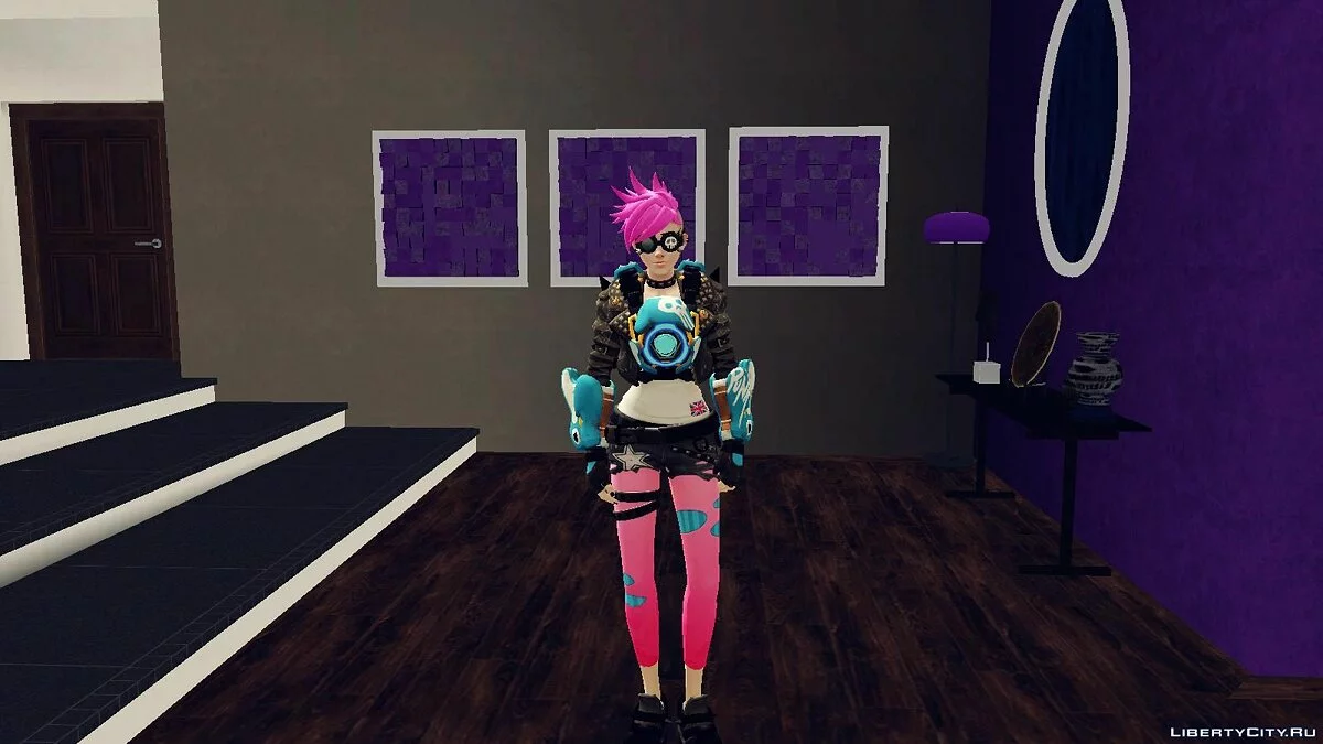 Tracer Punk aus Overwatch + Waffe / GTA San Andreas