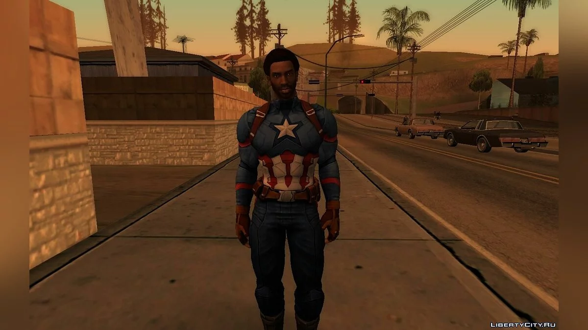 Карл Джонсон в костюме Капитана Америки  / GTA San Andreas