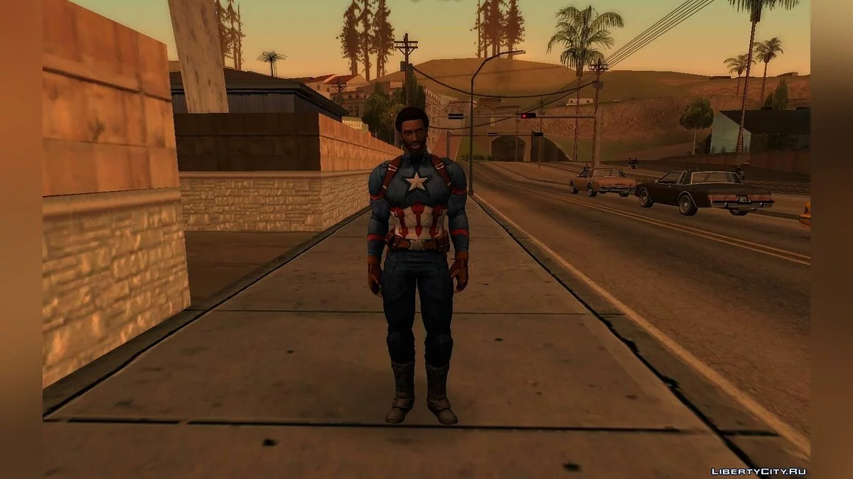 Карл Джонсон в костюме Капитана Америки  / GTA San Andreas