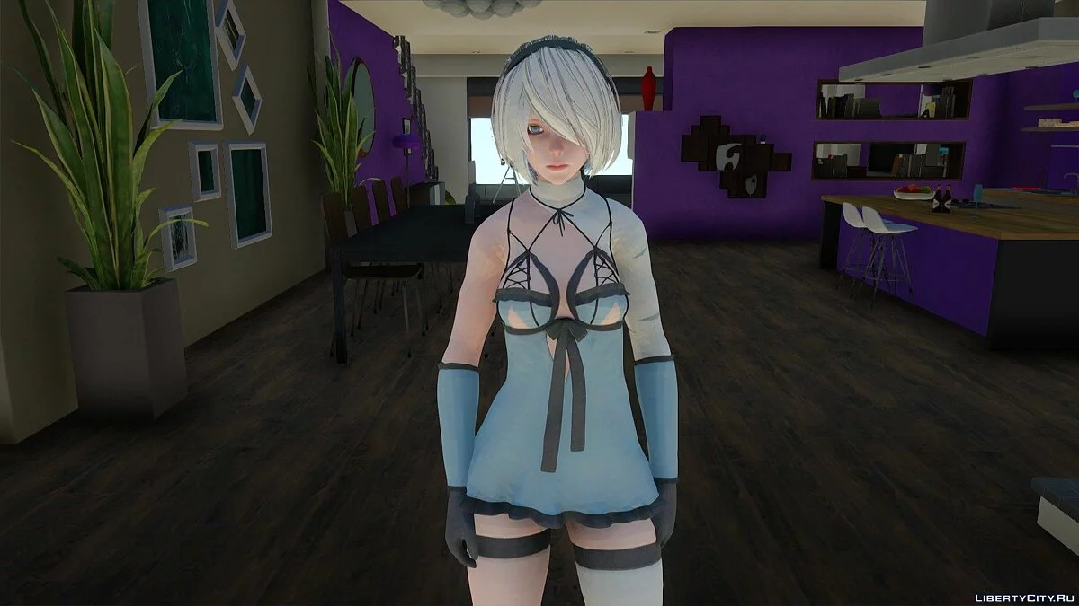 2B in Kaine's outfit from Nier: Automata / GTA San Andreas