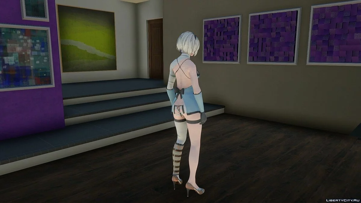 2B in Kaine's outfit from Nier: Automata / GTA San Andreas