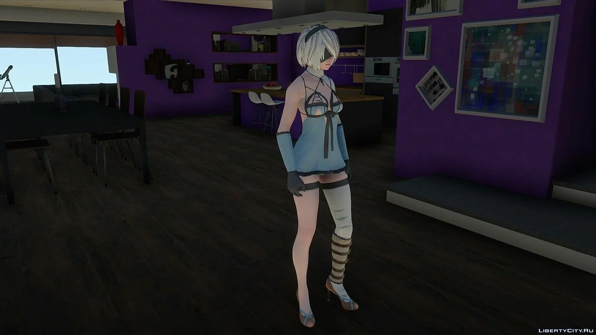 2B in Kaine's outfit from Nier: Automata / GTA San Andreas