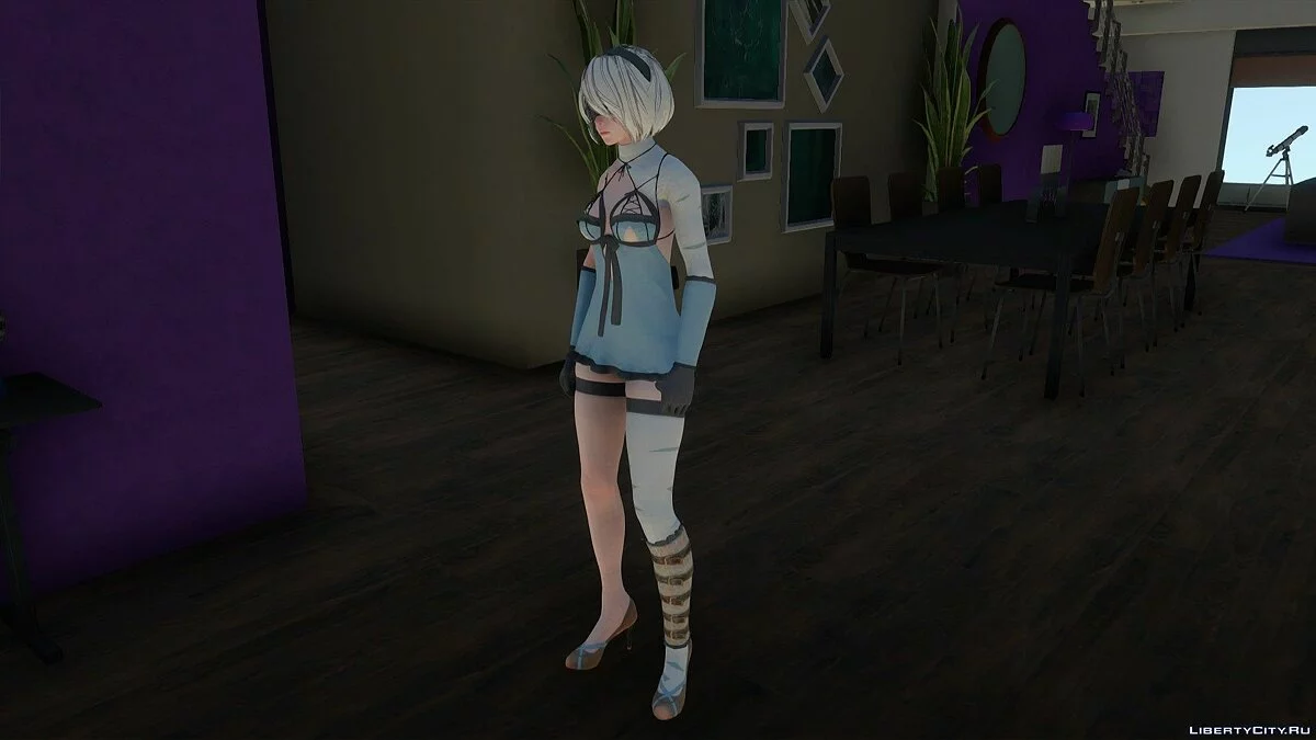 2B in Kaine's outfit from Nier: Automata / GTA San Andreas