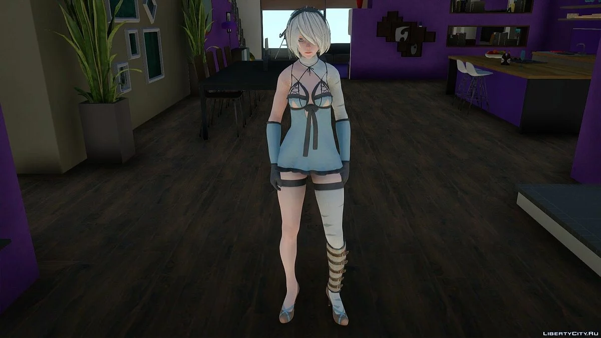 2B in Kaine's outfit from Nier: Automata / GTA San Andreas