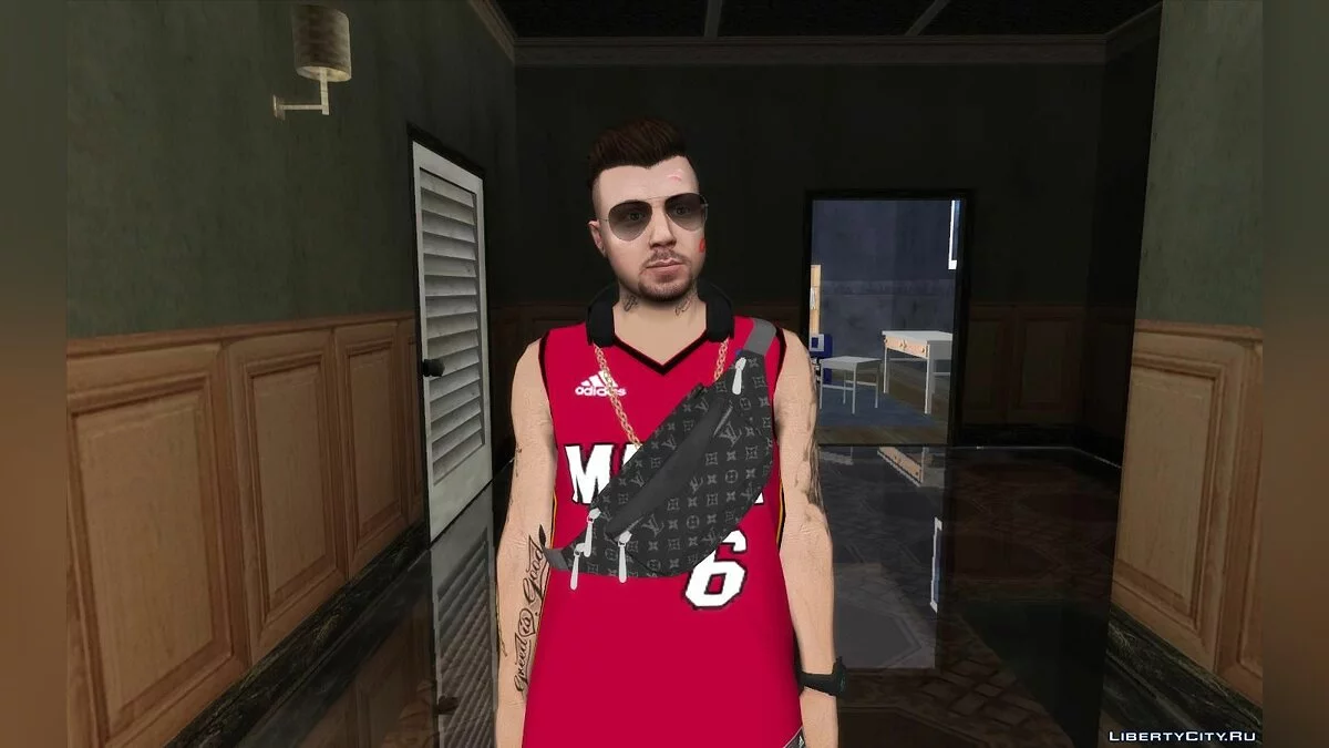 Random Male Skin from GTA Online #23 (LeBron James Miami Heat Jersey) / GTA San Andreas