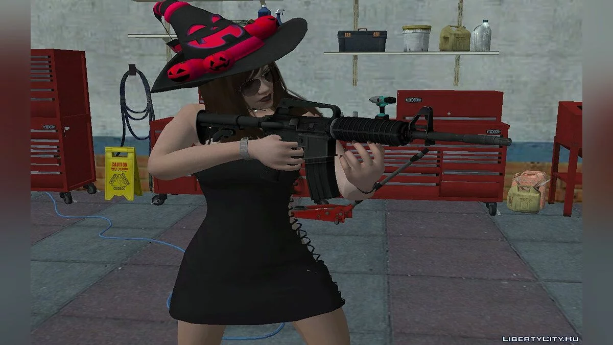 Skin aleatorio de chica de GTA Online en disfraz de bruja (Halloween) / GTA San Andreas