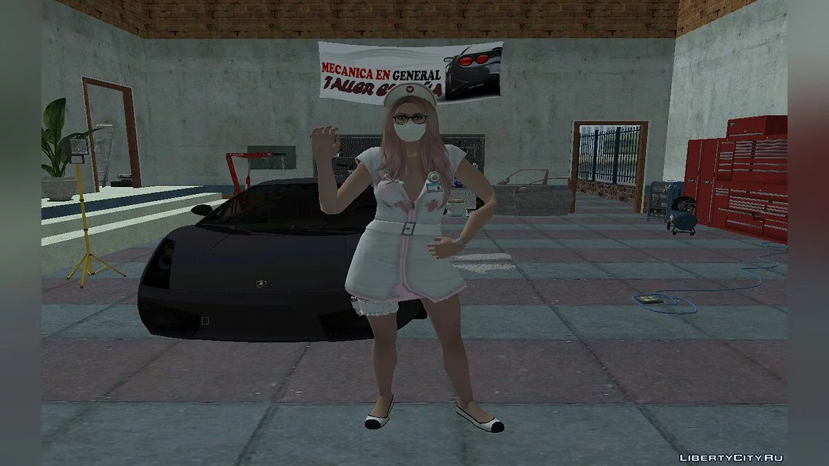 Рандомний скин дівчини з GTA Online, в сексуальному костюмі медсестри (Хелловін) / GTA San Andreas