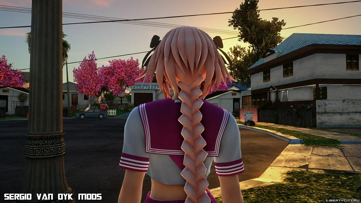 Astolfo dalam seragam sekolah dari Fate/Extella: The Umbral Star / GTA San Andreas