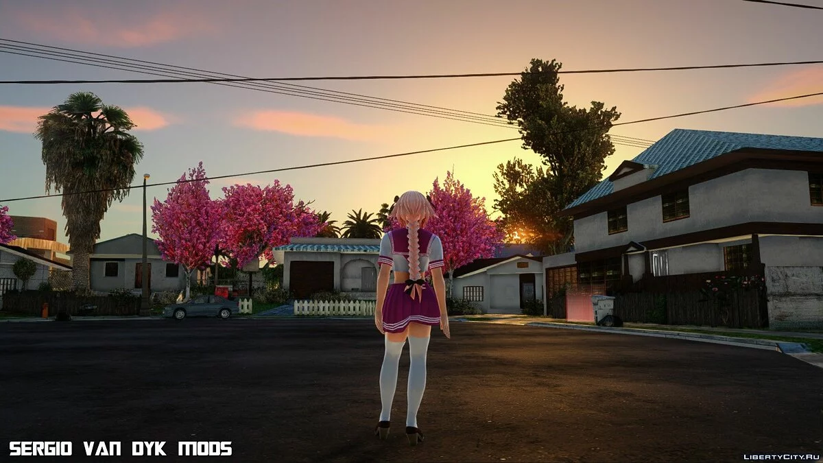 Astolfo dalam seragam sekolah dari Fate/Extella: The Umbral Star / GTA San Andreas