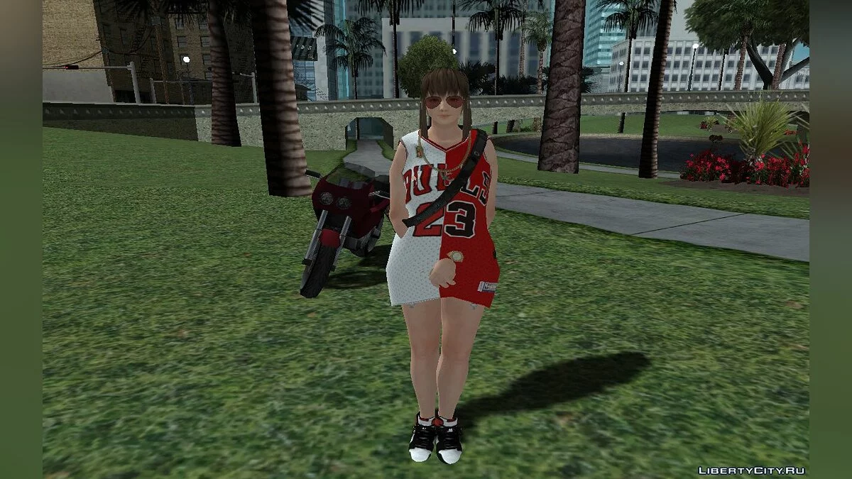 Hitomi im stylischen Chicago Bulls Ourstorys Jersey v2 Outfit / GTA San Andreas