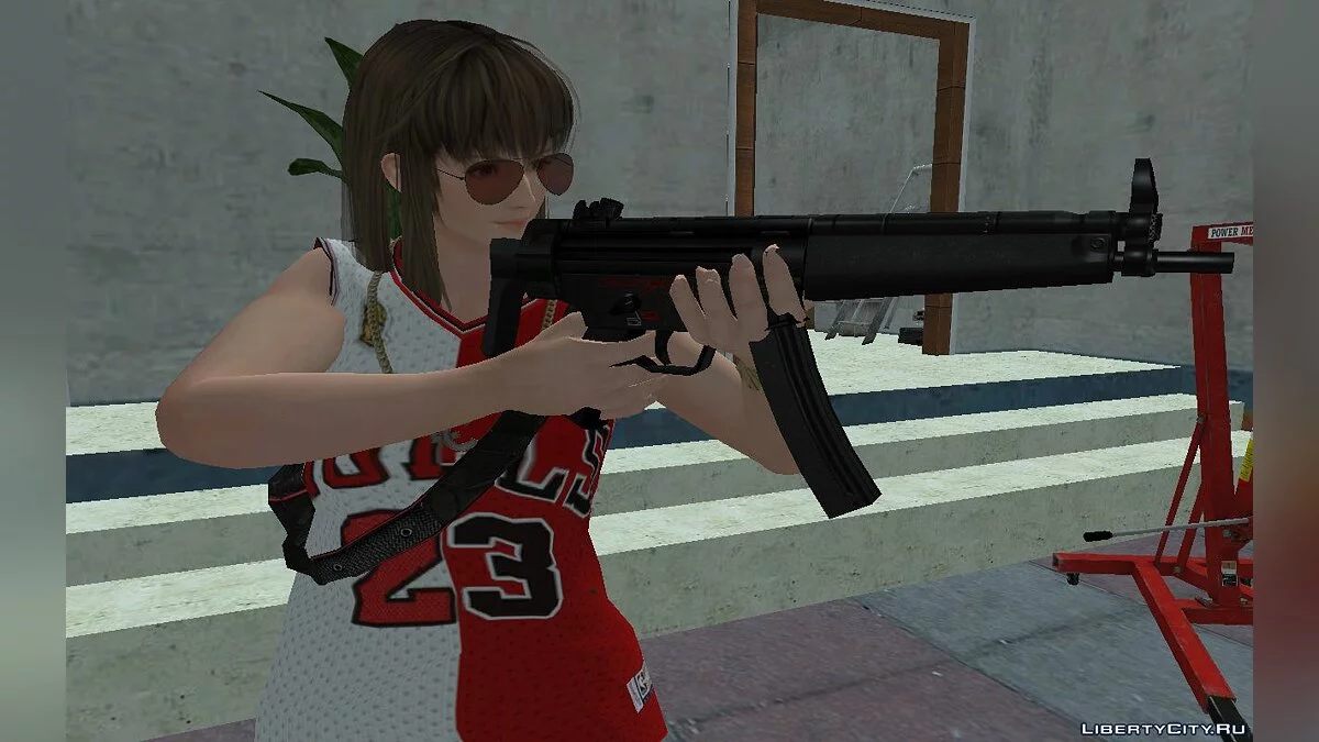 Hitomi im stylischen Chicago Bulls Ourstorys Jersey v2 Outfit / GTA San Andreas