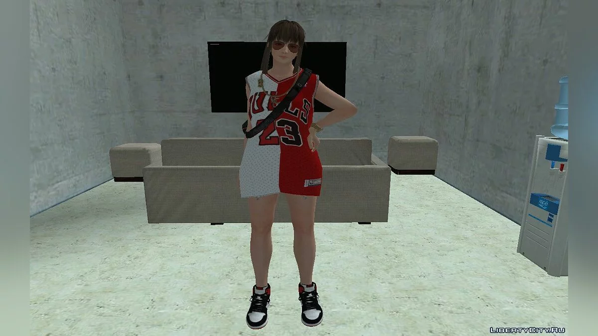 Hitomi im stylischen Chicago Bulls Ourstorys Jersey v2 Outfit / GTA San Andreas