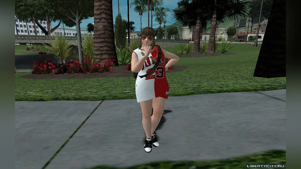 Hitomi im stylischen Chicago Bulls Ourstorys Jersey v2 Outfit / GTA San Andreas