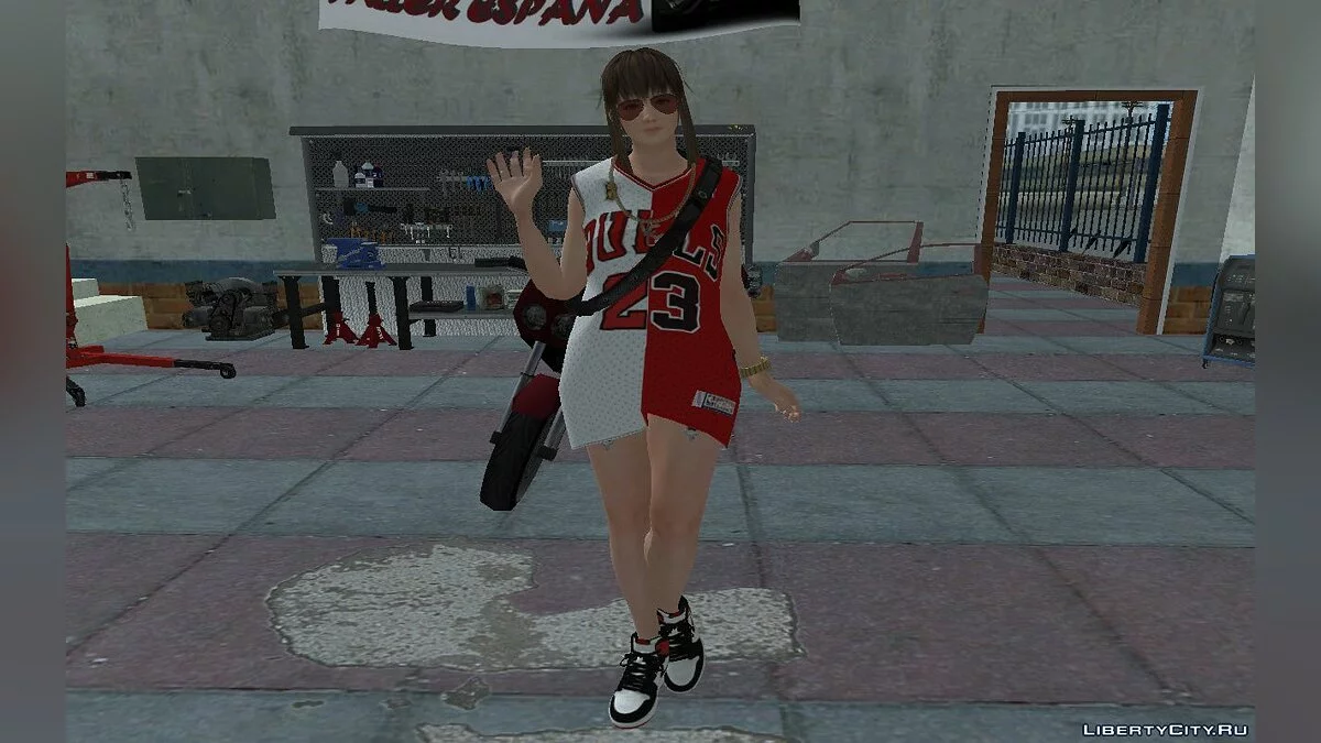 Hitomi im stylischen Chicago Bulls Ourstorys Jersey v2 Outfit / GTA San Andreas