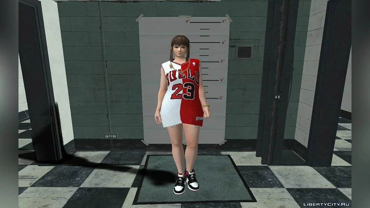 Hitomi im stylischen Chicago Bulls Ourstorys Jersey v2 Outfit / GTA San Andreas