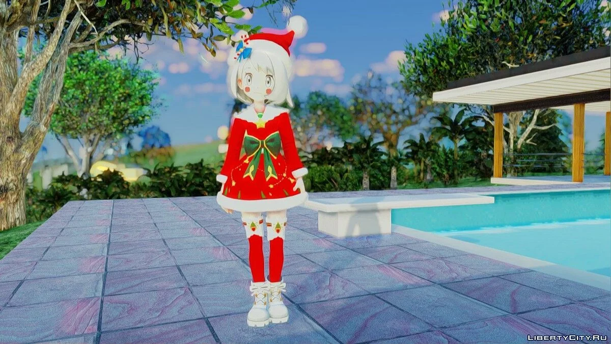 Gloria im Weihnachtsoutfit aus Pokemon Schwert und Schild / GTA San Andreas