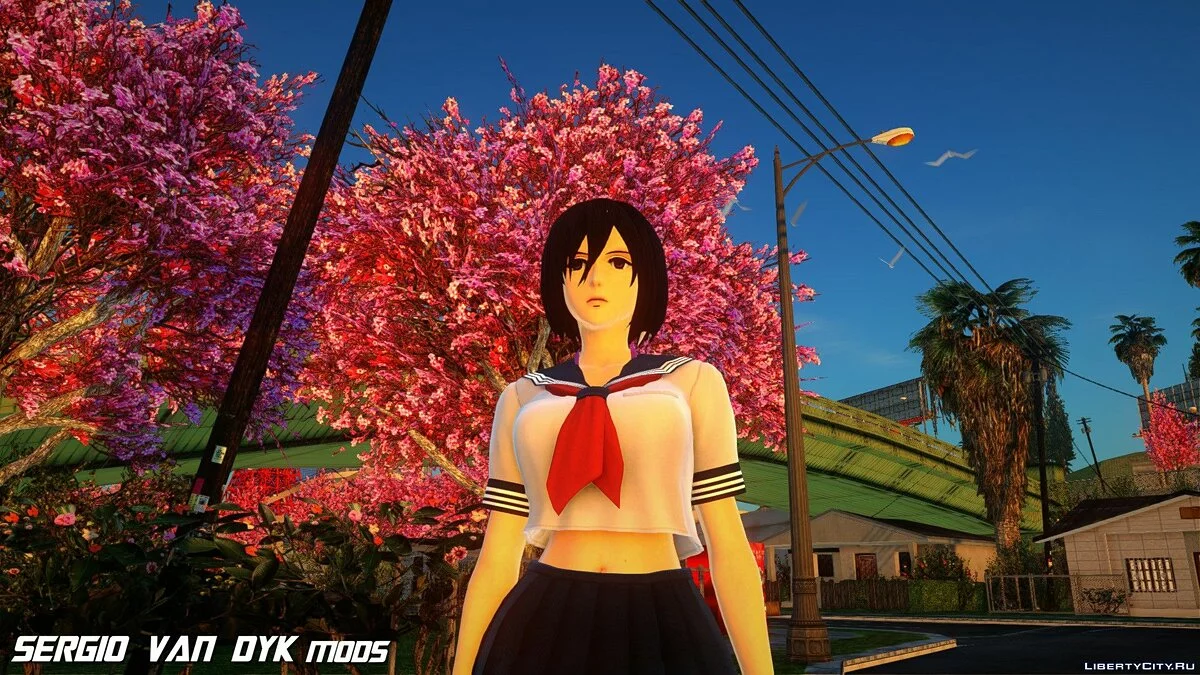 Mikasa Ackerman en uniforme scolaire / GTA San Andreas