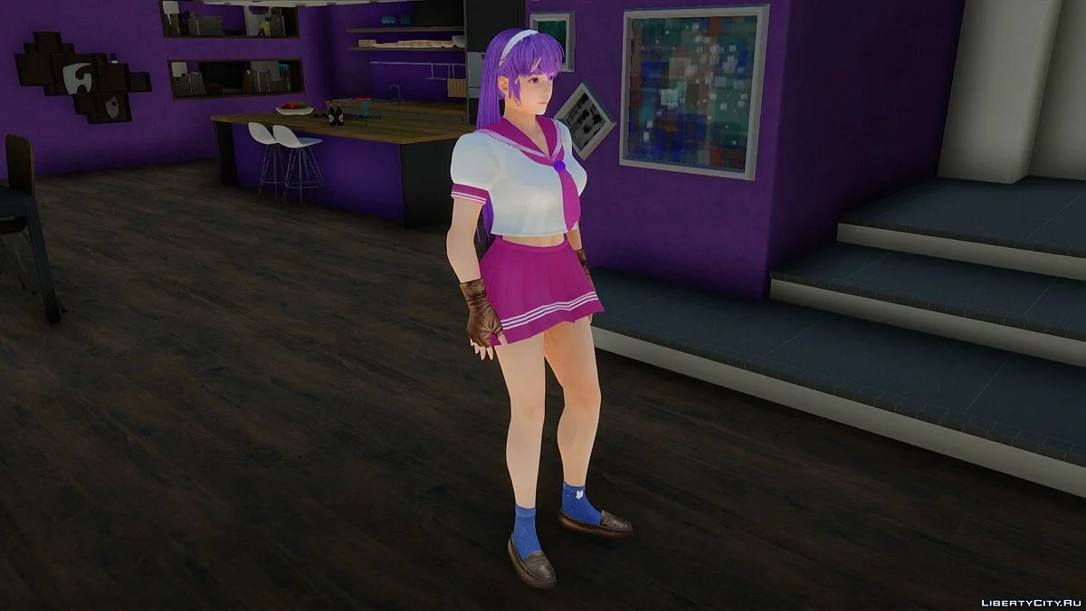 Athena Asamiya em uniforme escolar de KOF / GTA San Andreas