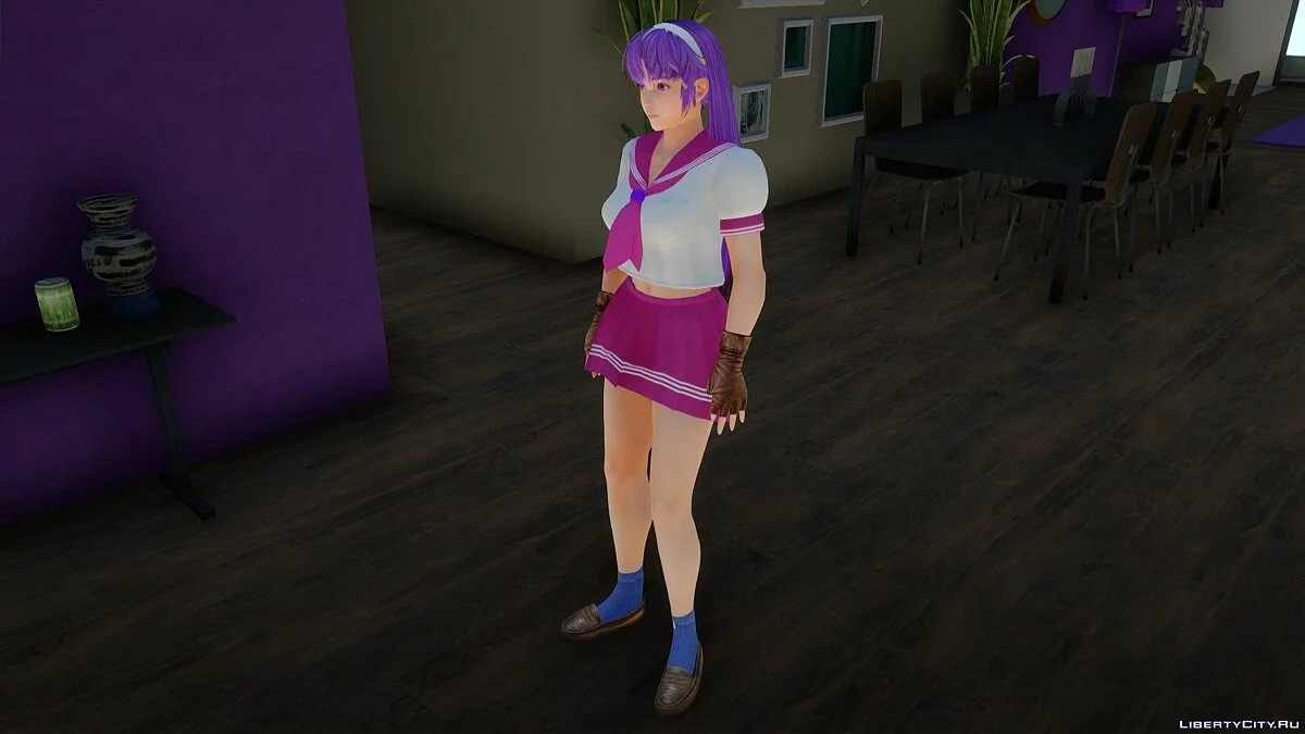 Athena Asamiya em uniforme escolar de KOF / GTA San Andreas