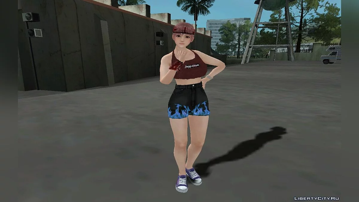 Honoka de DOA em roupa casual v2 - Shorts jeans / GTA San Andreas