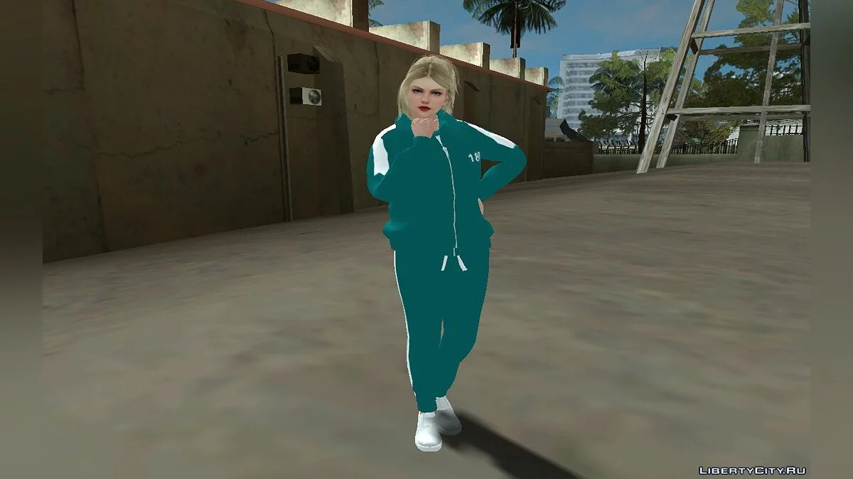 Рейчел у костюмі №186 із серіалу "Гра в кальмара" / GTA San Andreas
