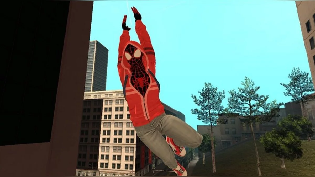 Miles Morales in street clothes / GTA San Andreas