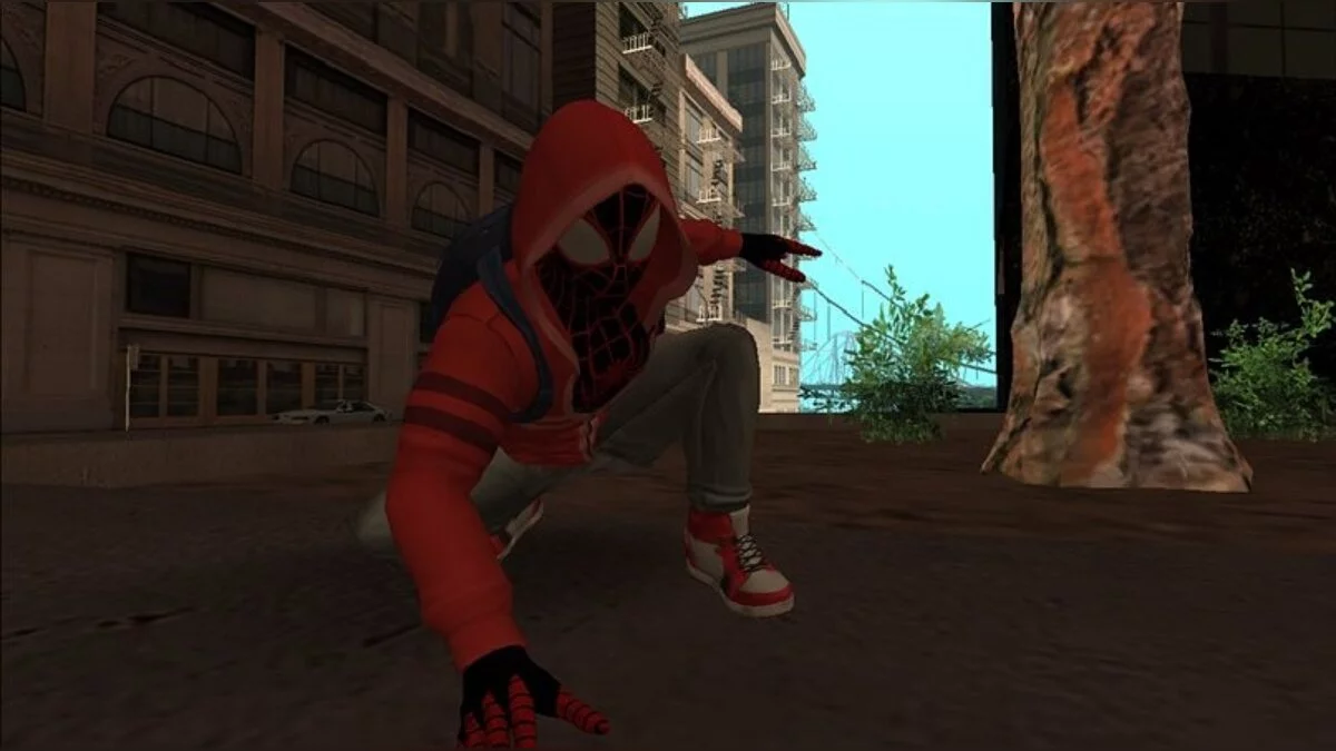Miles Morales in street clothes / GTA San Andreas