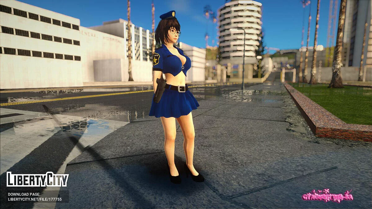 Tsukushi in a police suit / GTA San Andreas