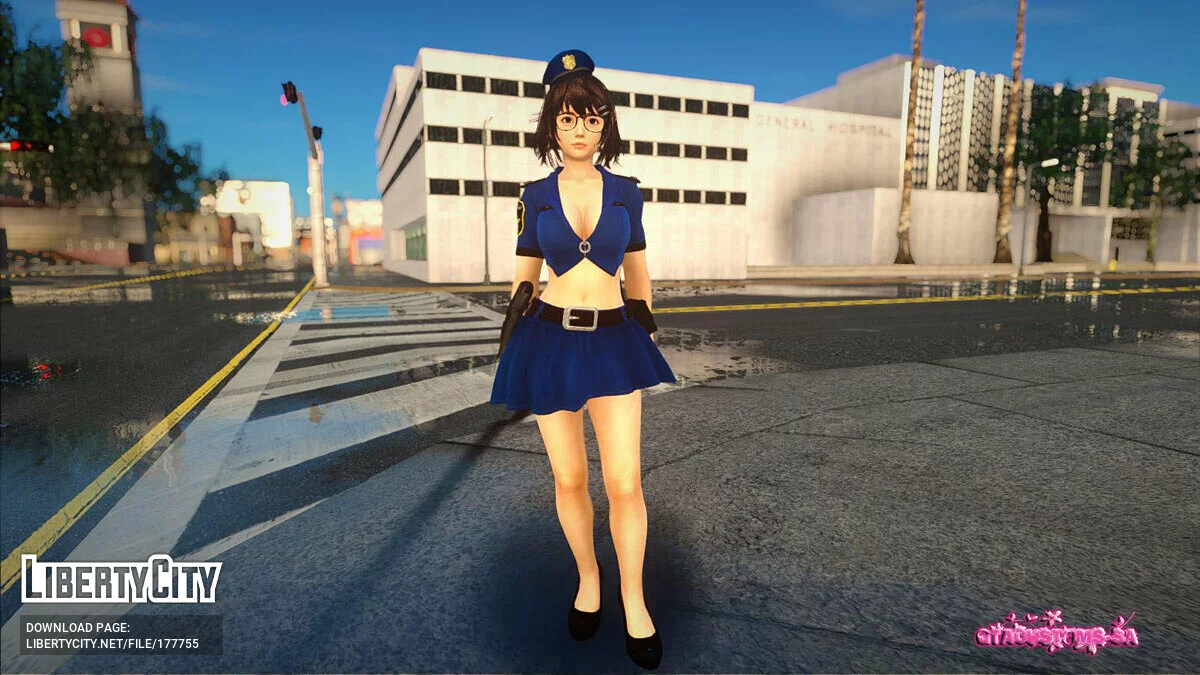 Tsukushi in a police suit / GTA San Andreas