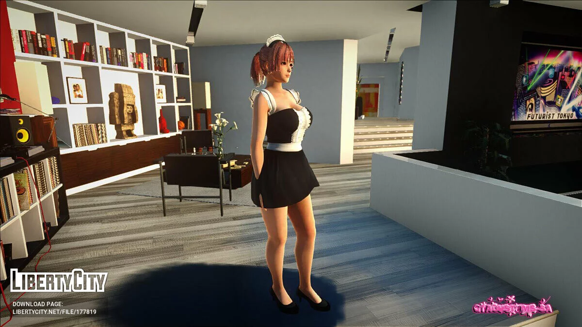 Honoka in a maid uniform / GTA San Andreas